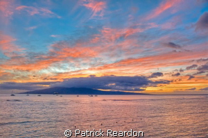 Sunset over Lanai as seen from Lahaina, Maui. by Patrick Reardon 